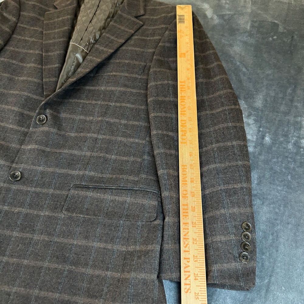 Bachrach Brown Plaid Two Button Blazer Business Casual Coat Jacket Mens 42R - Picture 12 of 15